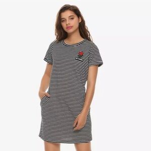 Midnight Hour cotton striped tshirt dress No Thanks rose Hot Topic